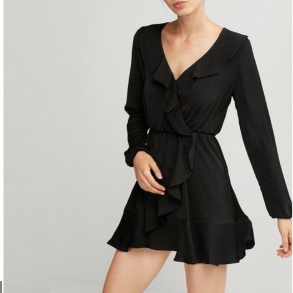 Black Ruffle Fit & Flare Mini Dress